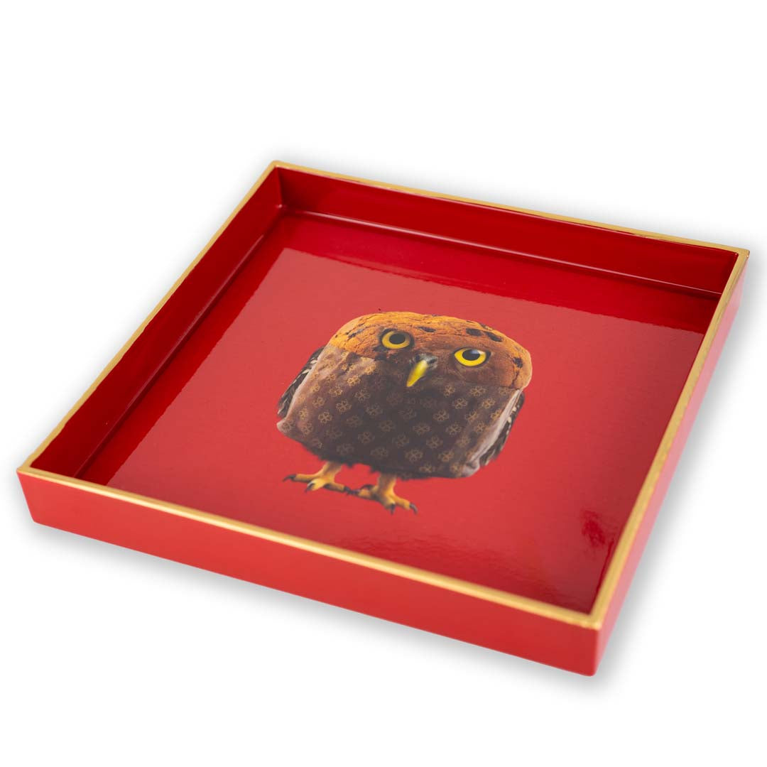 Vassoio svuota tasche con decorazione natalizia_fantasia gufo