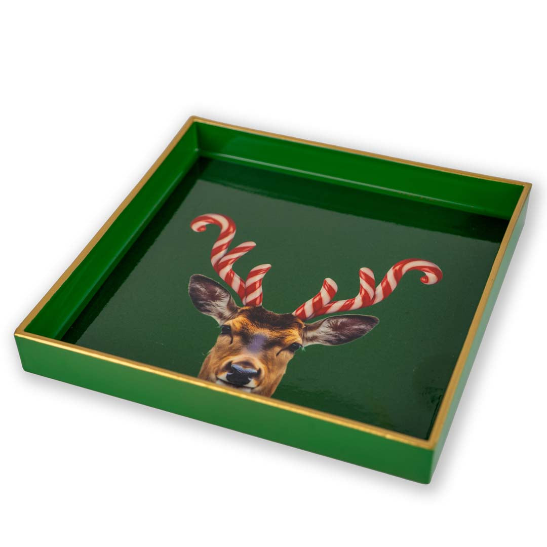 Vassoio svuota tasche con decorazione natalizia_fantasia cervo