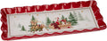 Vassoio Natalizio Babbo Natale su slitta con renna in ceramica rosso/bianco