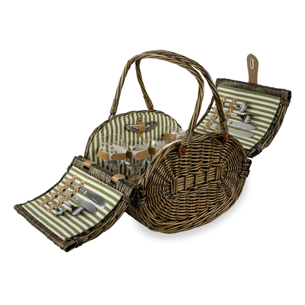 Cestino da pic nic in vimini per 4 persone colore verde | WD Lifestyle