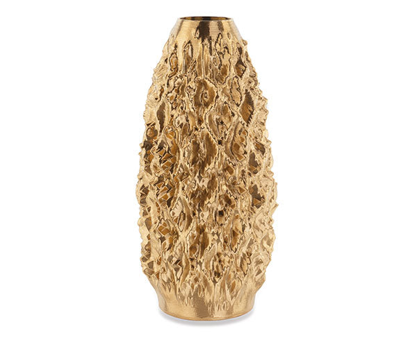 Vaso “corteccia” ceramica stampa 3D colore oro | Tono su Tono