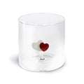 Bicchiere in vetro borosilicato con soggetto in vetro colorato all'interno fantasia cuori | WD Lifestyle