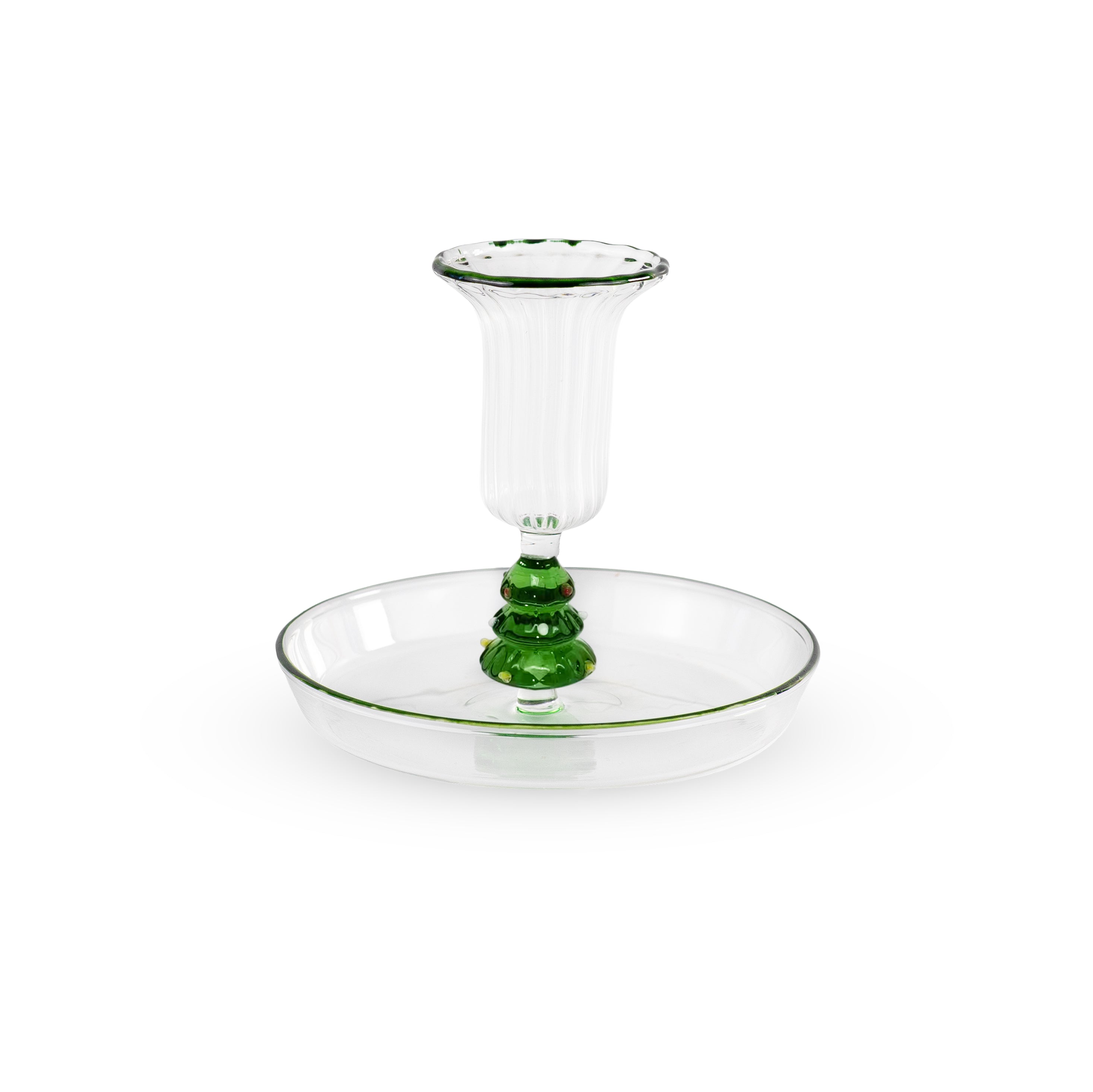 Portacandele in vetro borosilicato con decoro albero di natale WD Lifestyle 