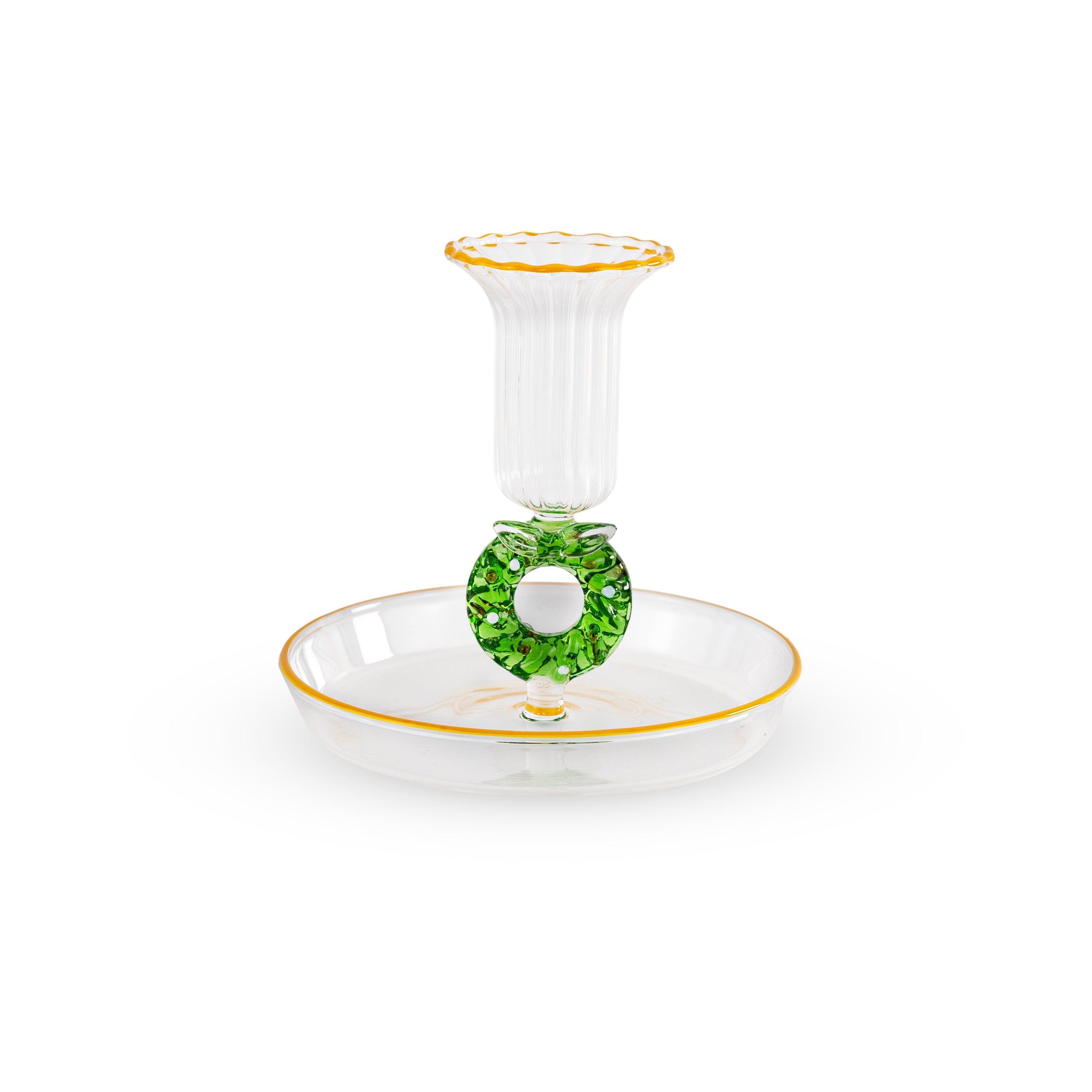 Portacandele in vetro borosilicato con decori Natalizi  WD Lifestyle ghirlanda verde